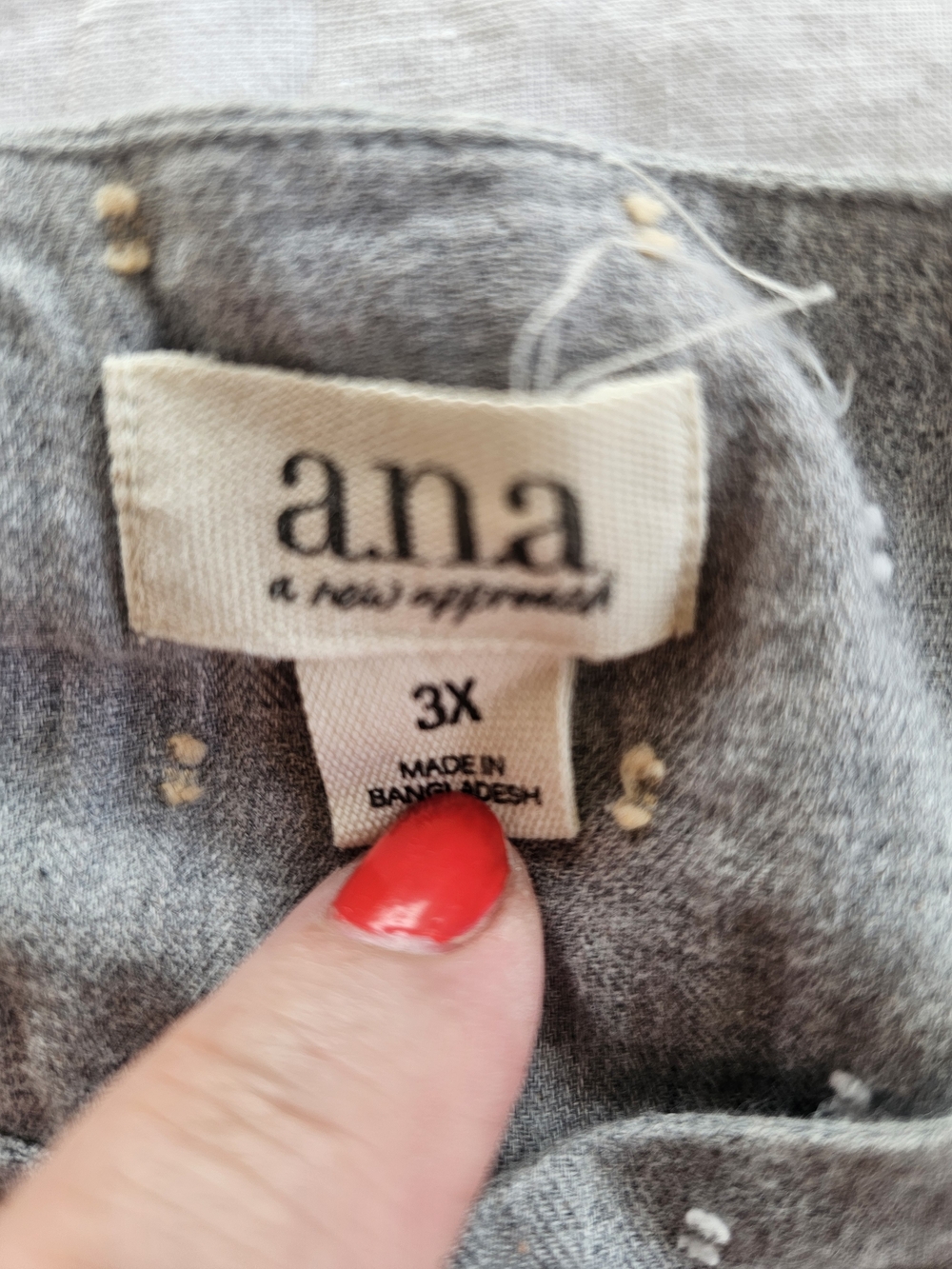 Ana Gray Peasant Blouse Size 3X - Picture 4 of 8
